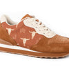 Roper Giddyup Longhorn - COGNAC COW SUEDE AND PRINTED CANVAS,  LACE UP JOGGER