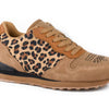 Giddyup Leopard -  TAN COW SUEDE AND LEOPARD CANVAS,  LACE UP JOGGER