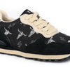 Giddyup Longhorn - BLACK COW SUEDE AND PRINTED CANVAS,  LACE UP JOGGER