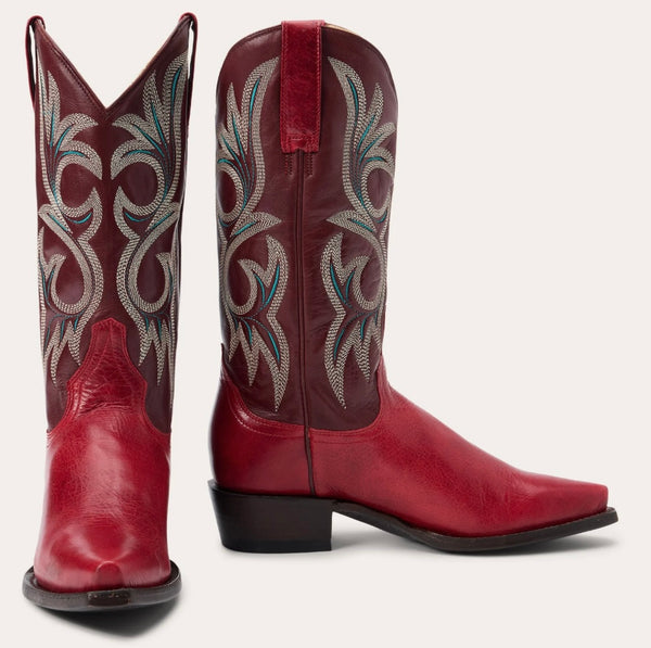 Stetson Women’s LAUREN Goat Leather Western Boots - red/wine snip toe