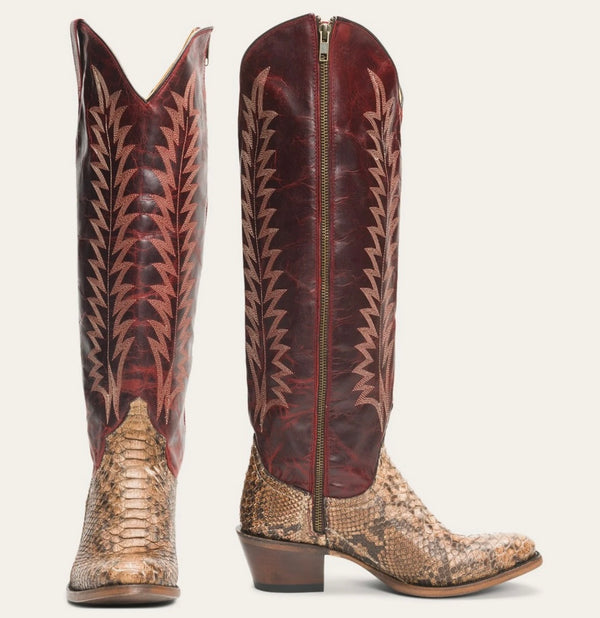 Stetson Women’s RUBY Python Western Boots - red round toe