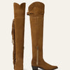 Stetson Women’s GLAM Over-The-Knee Fringe Boot - Brown Suede Vamp