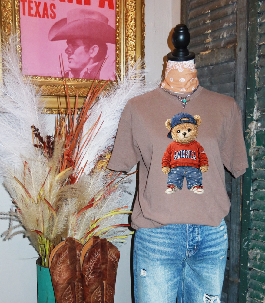 Patriotic Bear America Graphic Tee