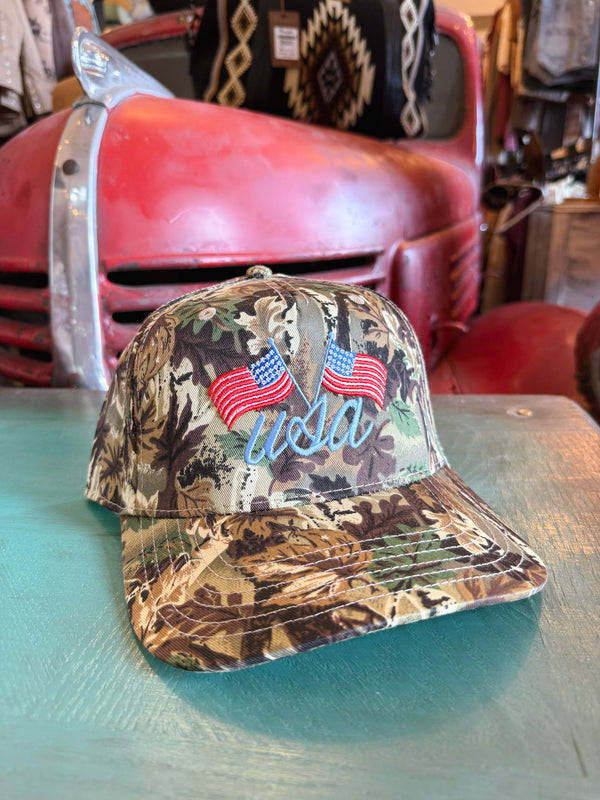 USA Embroidered Hat - camo