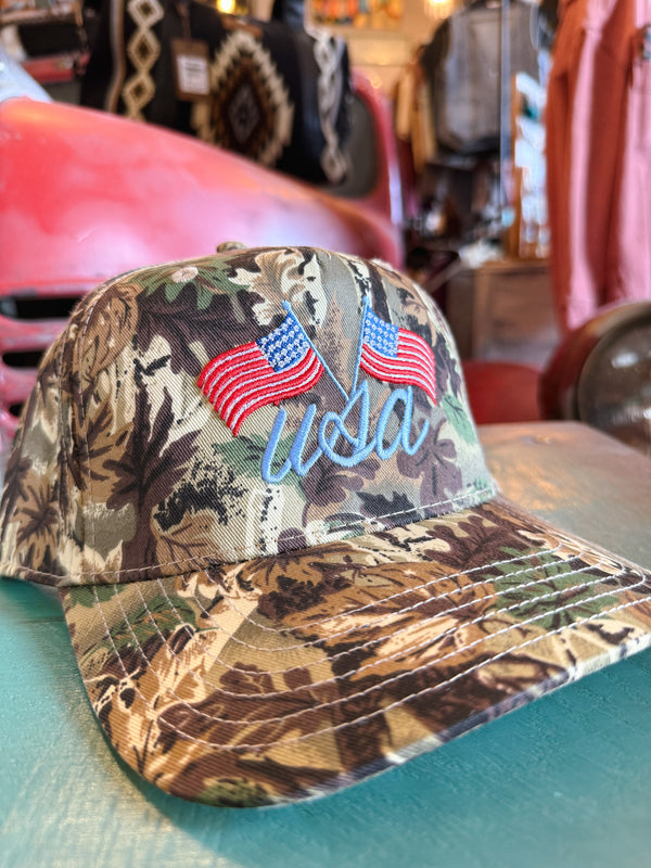USA Embroidered Hat - camo