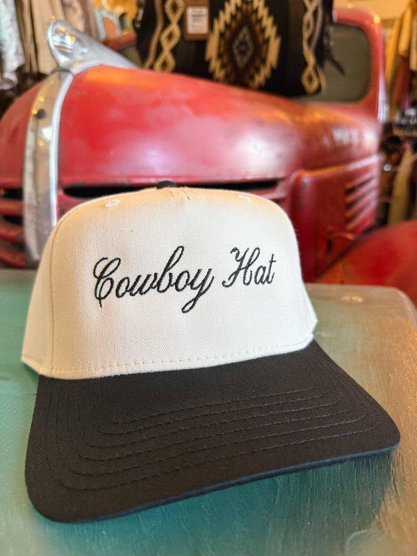 Cowboy Hat Embroidered Hat - cream/black