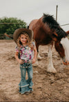 Little Girls Boot Print Pearl Snap