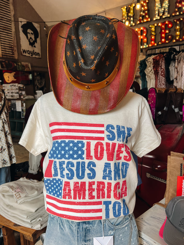She loves Jesus and America Too Graphic Tee