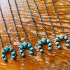 Navajo Handmade Squash Blossom Necklace - Kingman Turquoise