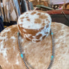 Sterling Silver Navajo Pearls & Green Turquoise Necklace - 19”