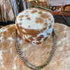 Sterling Silver Navajo Pearl & Green Turquoise Necklace - 16” Extender