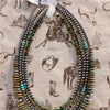 Sterling Silver Navajo Pearls & Green Turquoise Necklace - 19”
