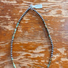 Sterling Silver Pearl & Green Heishi Turquoise Necklace - 19”