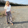 Vintage Wash Paisley Wide Barrel Leg Denim Pants