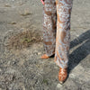 Vintage Wash Paisley Wide Barrel Leg Denim Pants