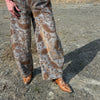 Vintage Wash Paisley Wide Barrel Leg Denim Pants