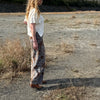 Vintage Wash Paisley Wide Barrel Leg Denim Pants