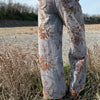 Vintage Wash Floral Jacquard Wide Leg Denim Pants