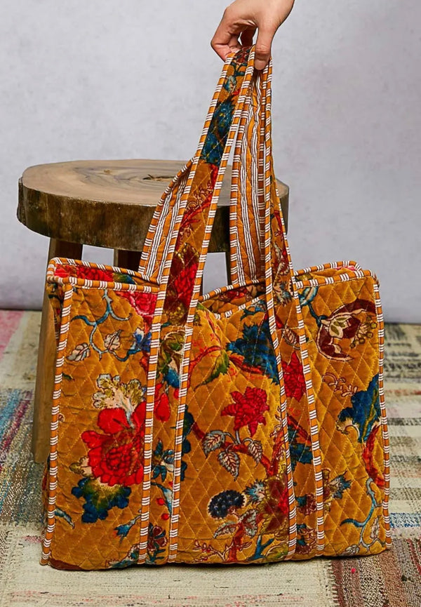 Mustard Quilted Large Everyday Tote Bag