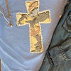 Camo and Pearls Cross Graphic Tee