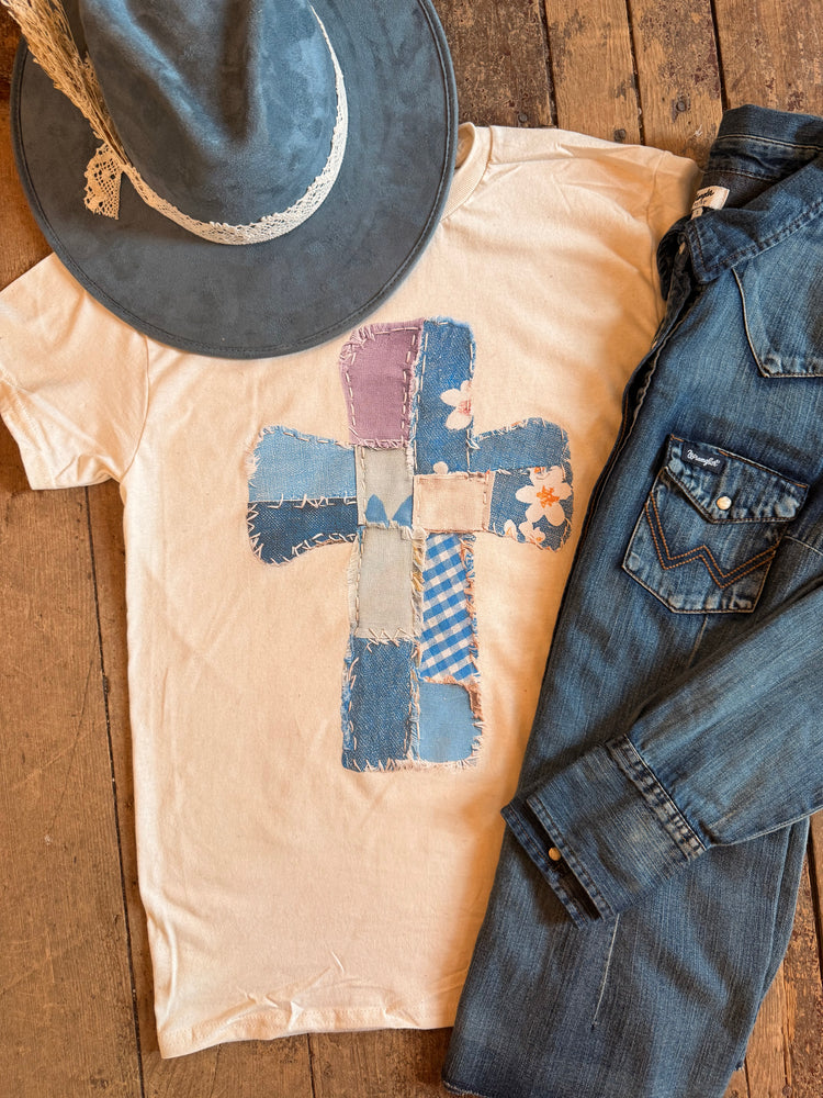 Patchwork Print Cross Graphic Tee