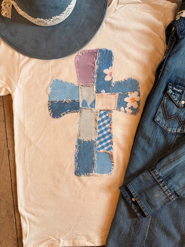 Patchwork Print Cross Graphic Tee