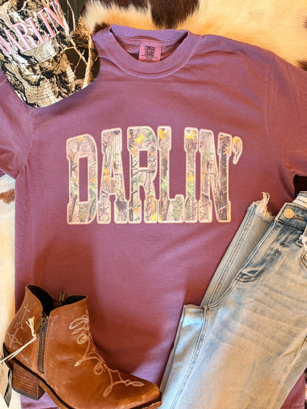 Darlin Camo Print Graphic Tee