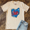 Ohio Red Blue and White Stars Graphic Tee- Natural