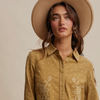 Embroidered Western Cotton Shirt - olive