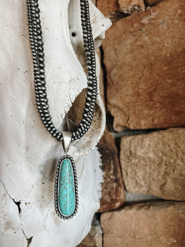 18” Multi-Strand Necklace with Turquoise Pendant