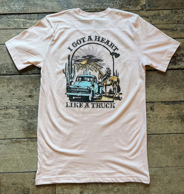 Heart Like A Truck Graphic Tee- Peach