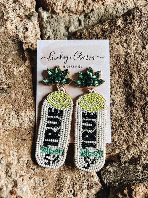Seltzer Can Beaded Earrings