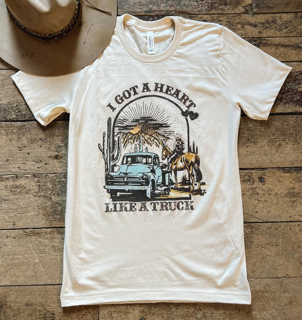 Heart Like A Truck Graphic Tee- Natural