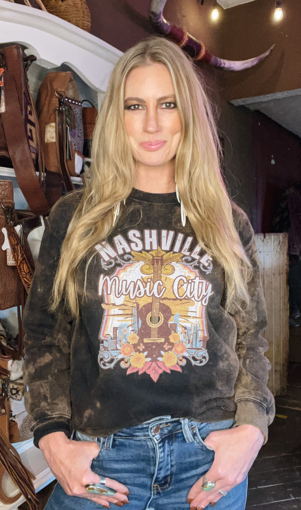 Nashville Music City Vintage Wash Crewneck